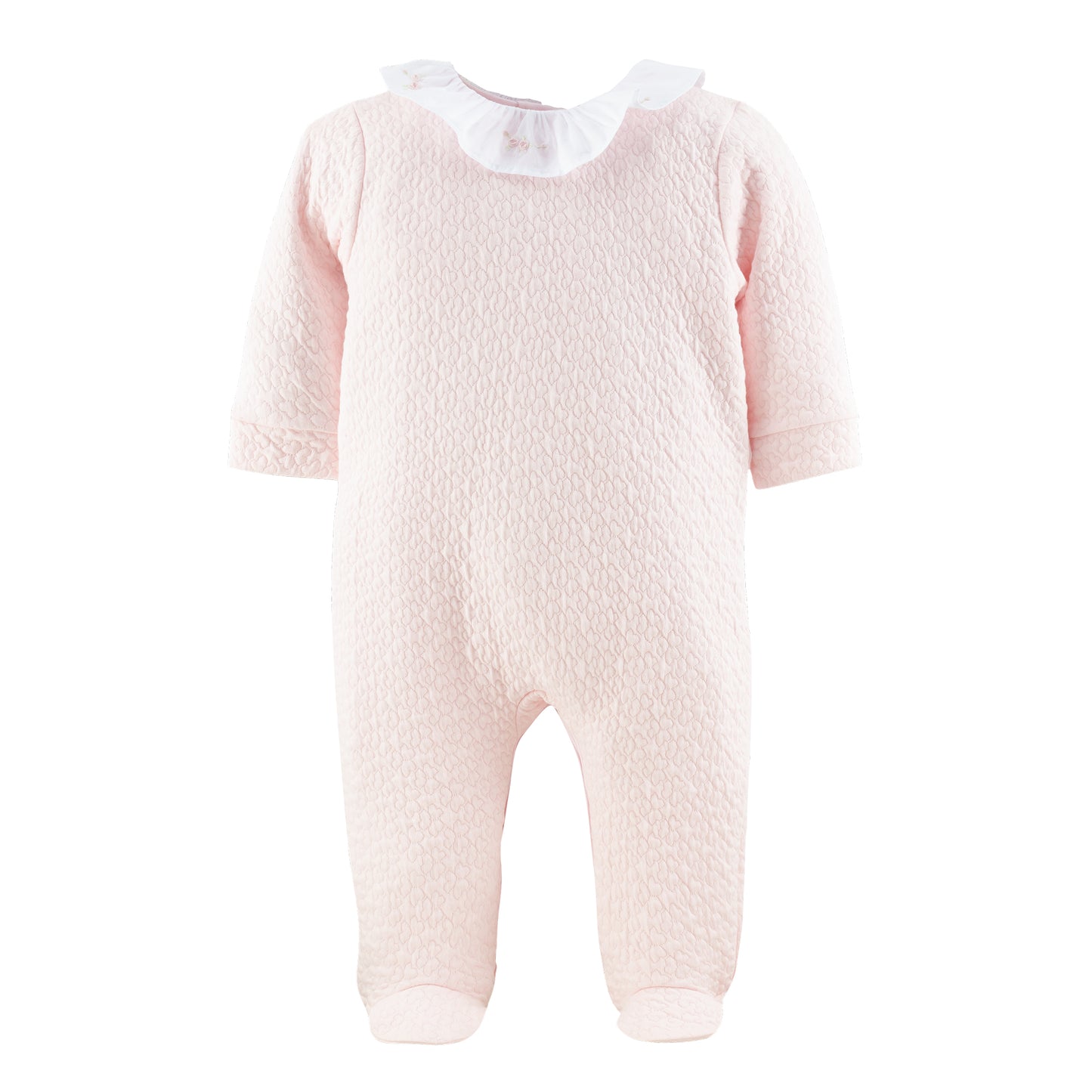 Embroidered Ruffle Collar Footie | Hearts