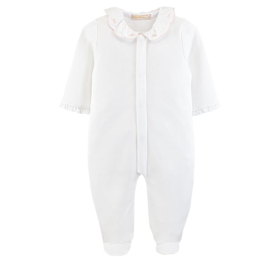 English Knot Footie w/ Embroidered Collar