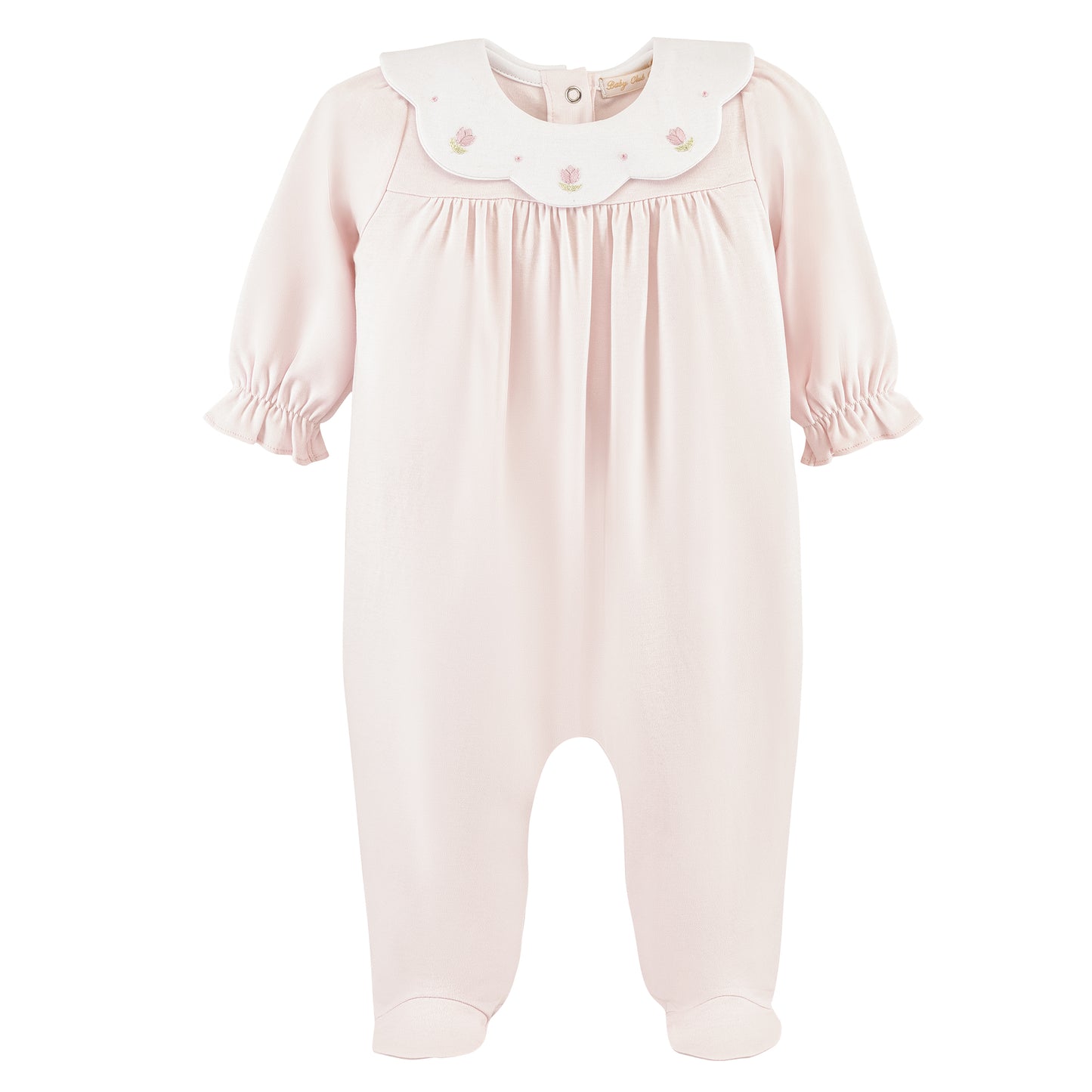 tulips collared footie w/embroidery