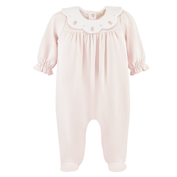 tulips collared footie w/embroidery