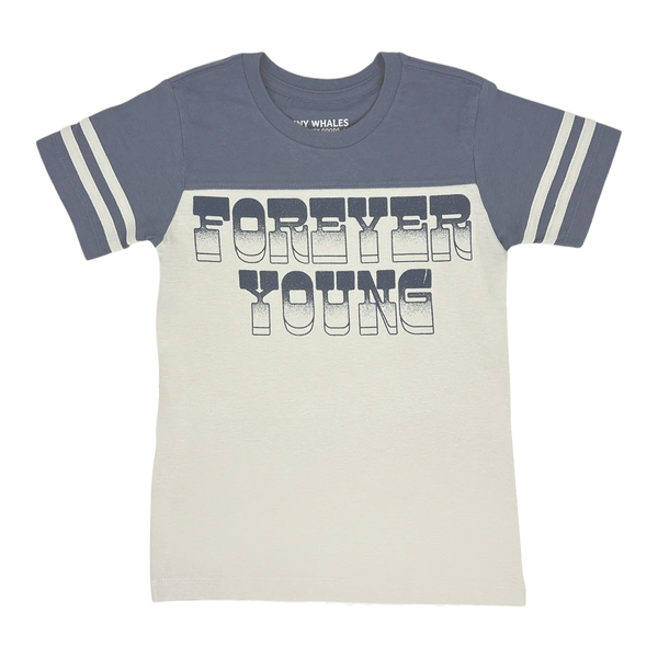 Forever Young Football Tee | Natural/Navy