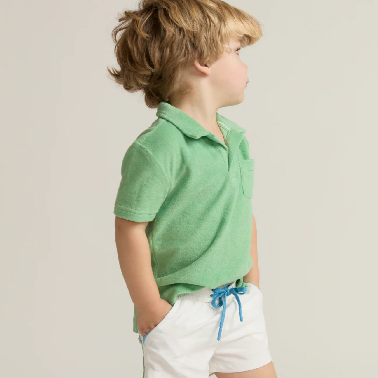 boys gustavia green french terry polo