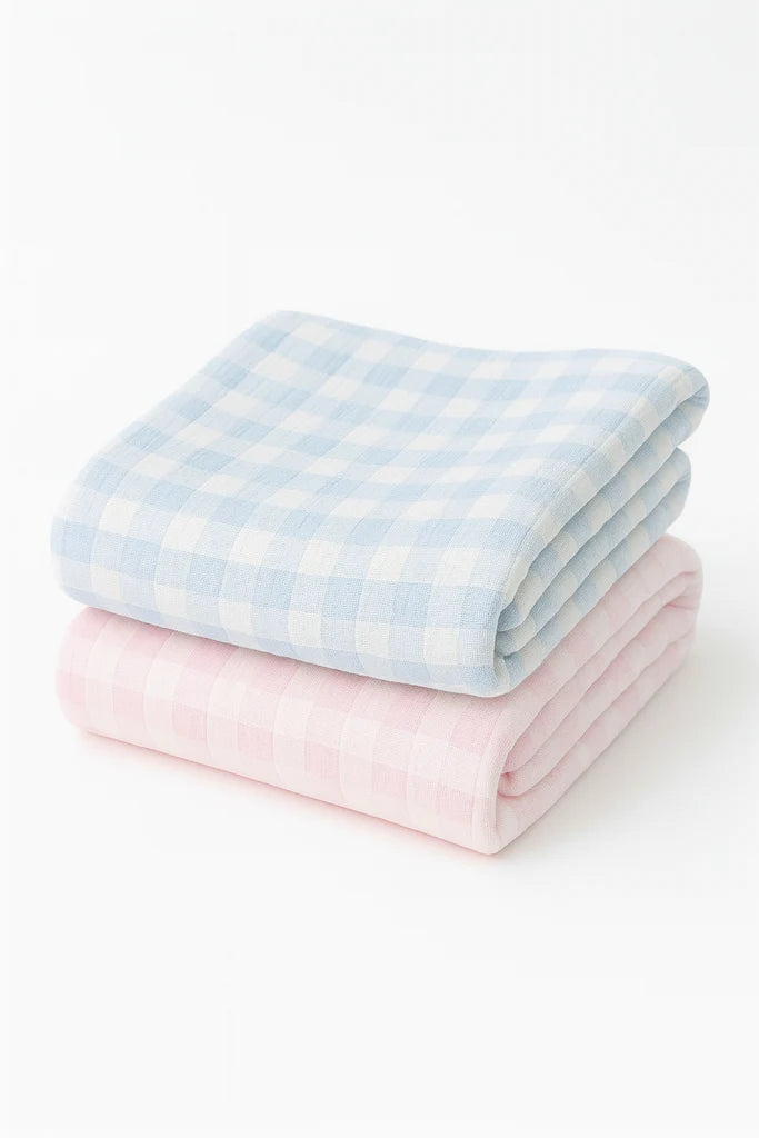 Gingham Check Baby Blanket | Blue
