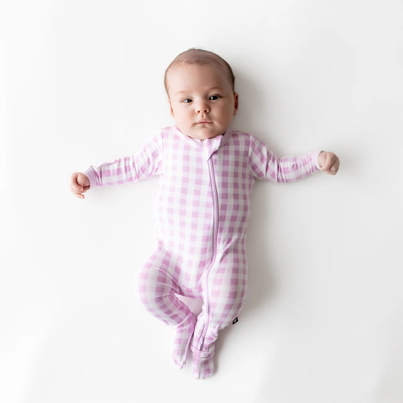 Kyte Baby Zippered Bamboo Footie | Gingham Thistle
