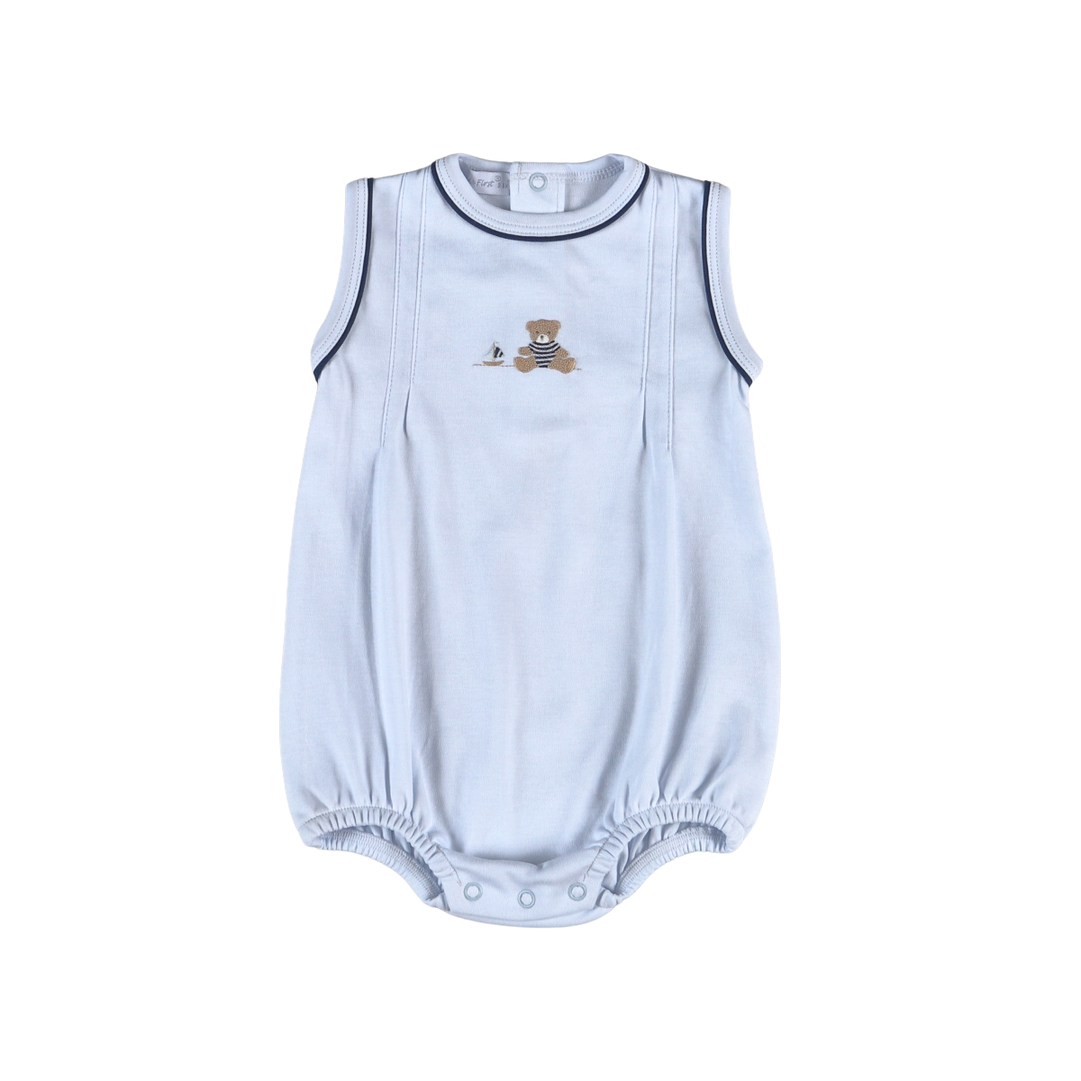Embroidered Sleeveless Bubble | Blue Mariner Bear