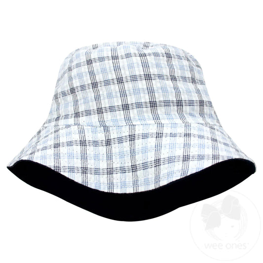 Boys Reversible Plaid Sun Hat | Navy