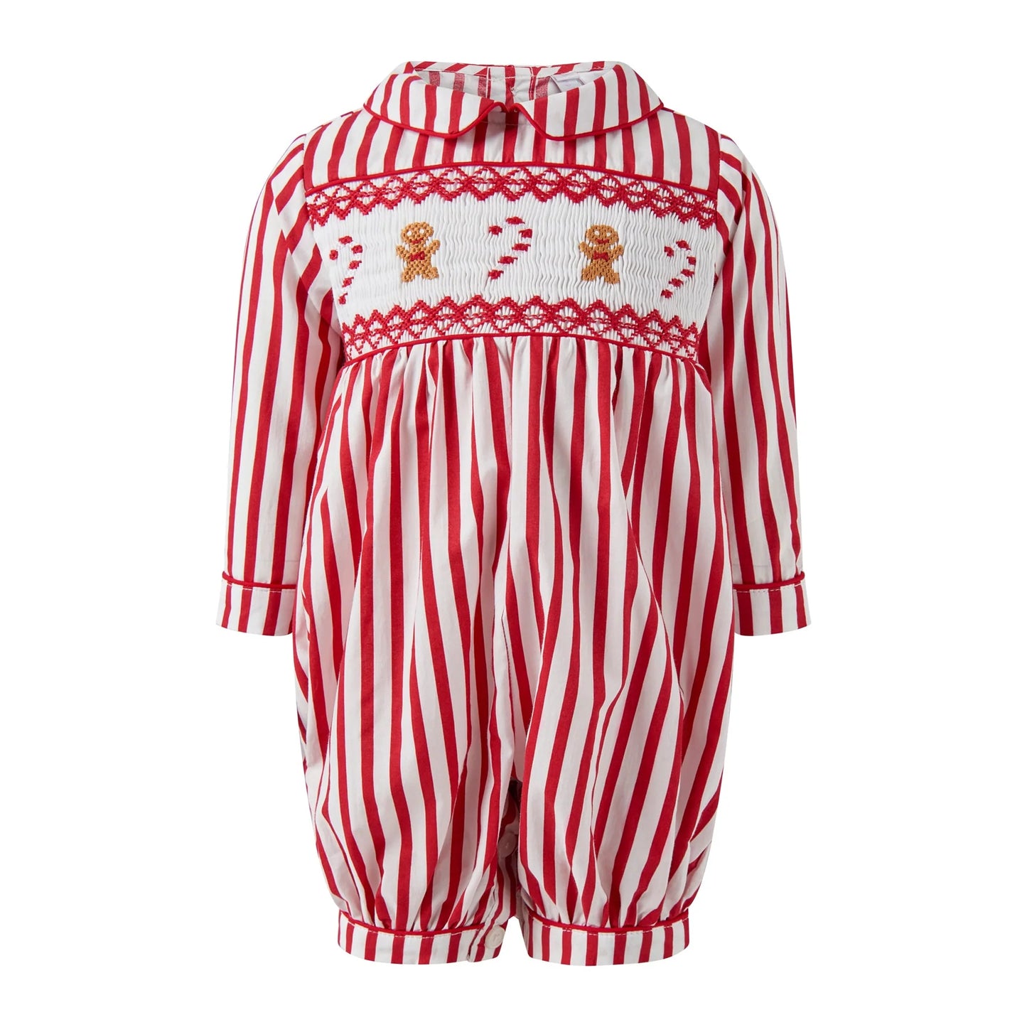 Candy Cane Smocked Babysuit