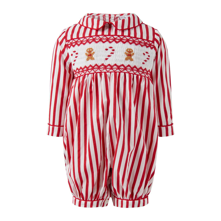 Candy Cane Smocked Babysuit