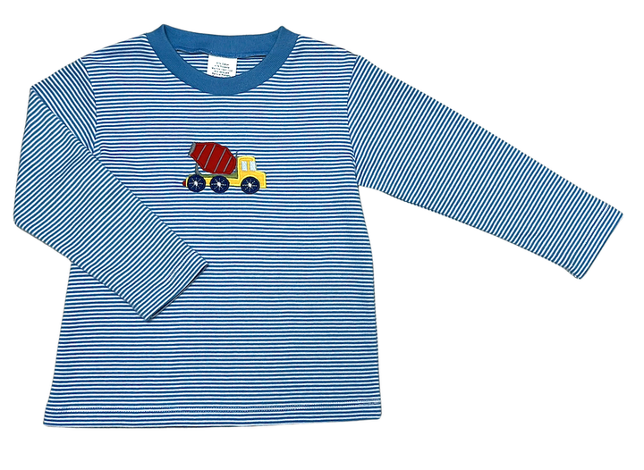 Cement Truck Blue Stripe Long Sleeve