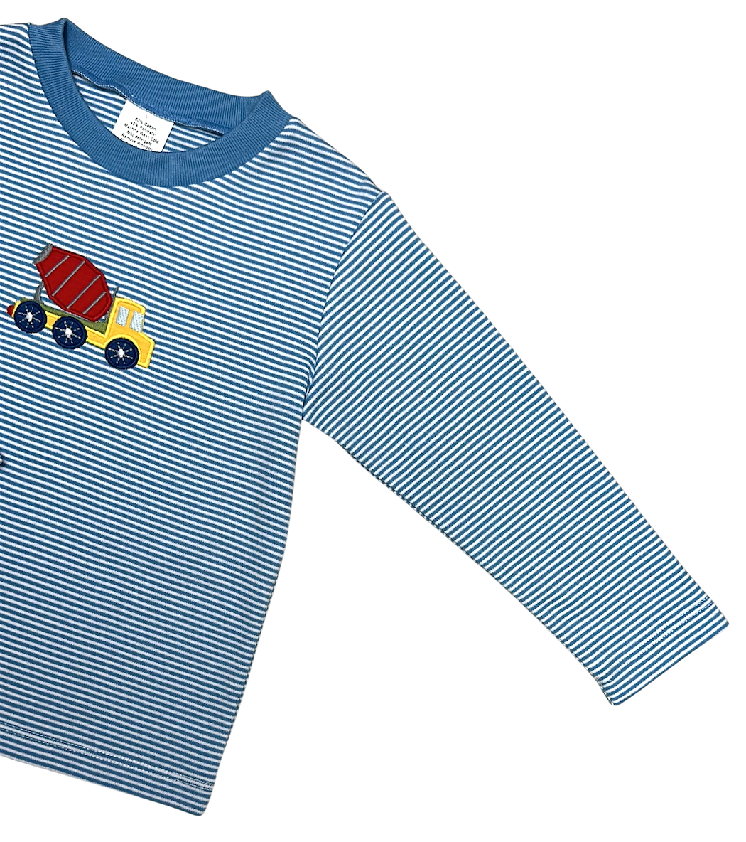 Cement Truck Blue Stripe Long Sleeve