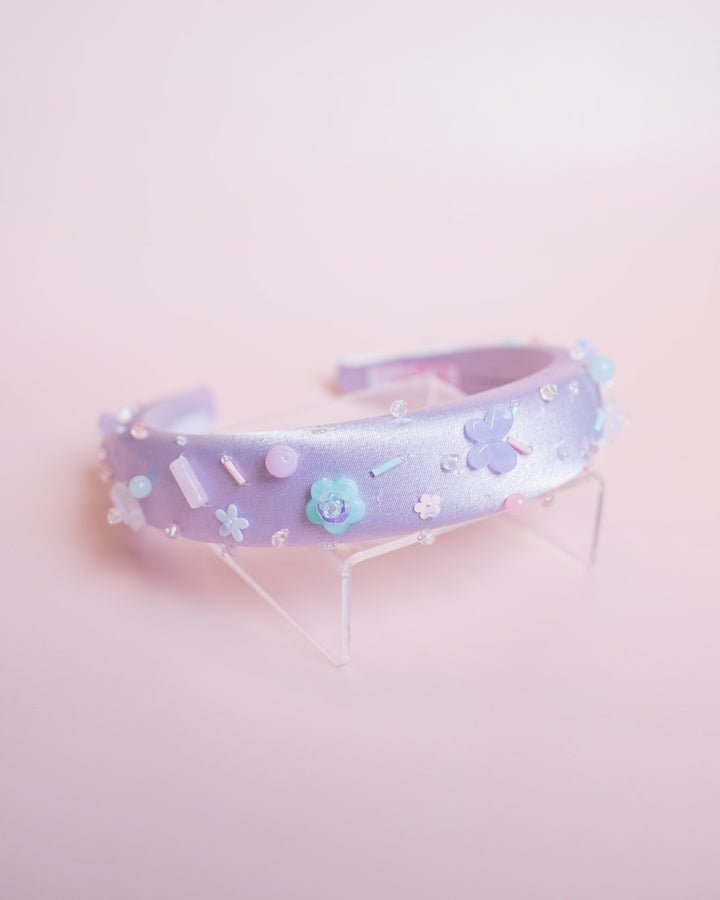 Beaded Silk Padded Headband | Lavender