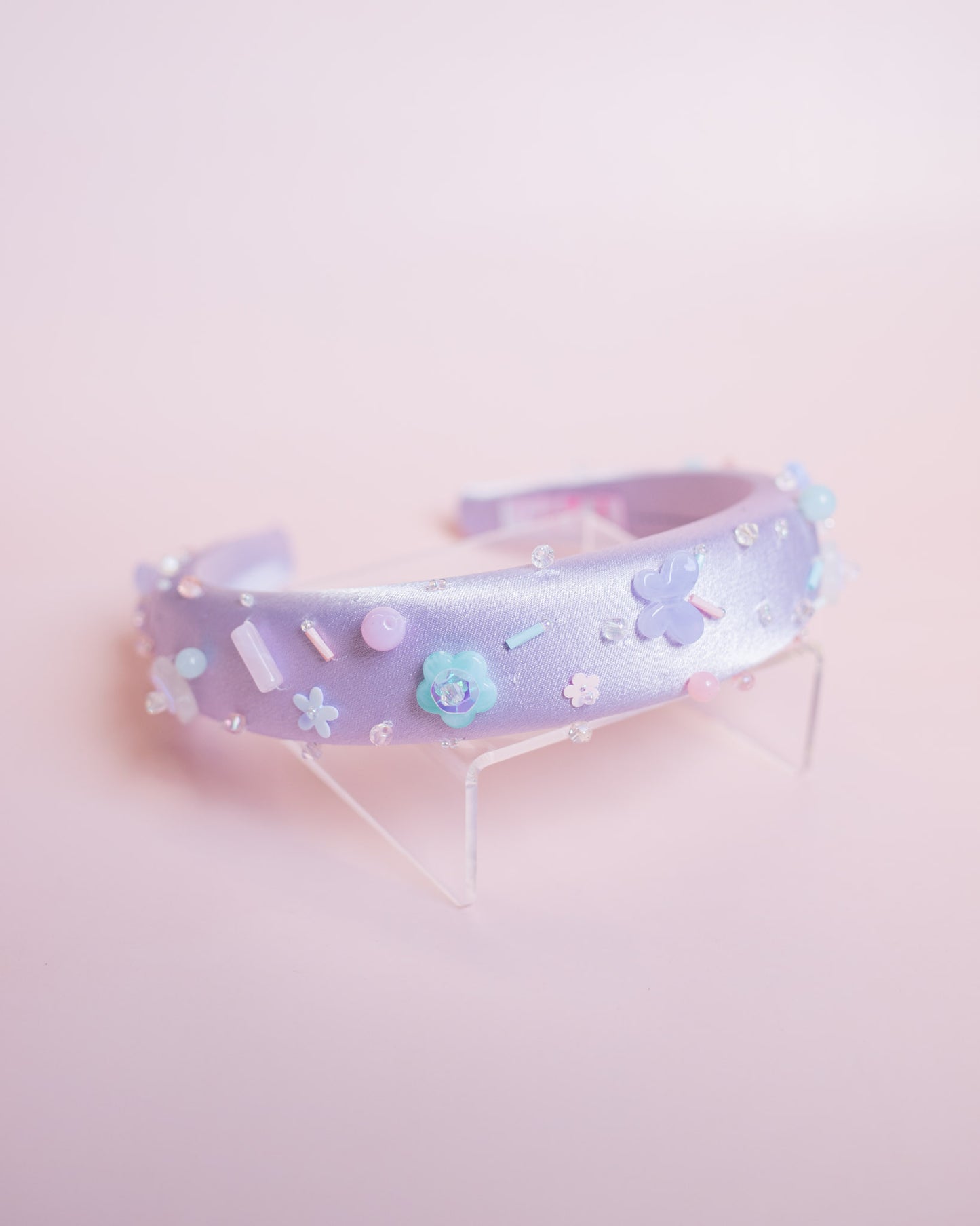 Beaded Silk Padded Headband | Lavender