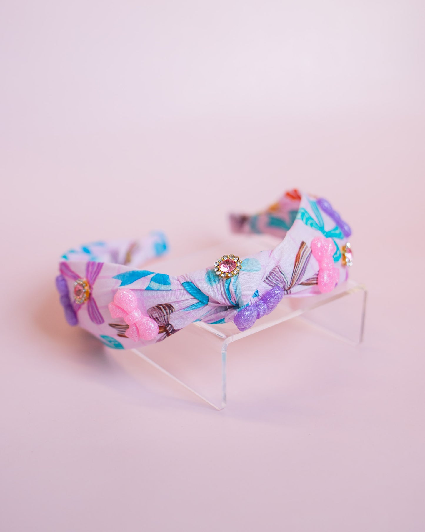 Bow Printed Knot Headband | Pink