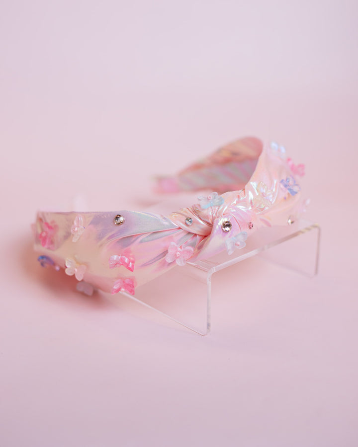 Metallic Butterfly Thin Knot Headband | Pink