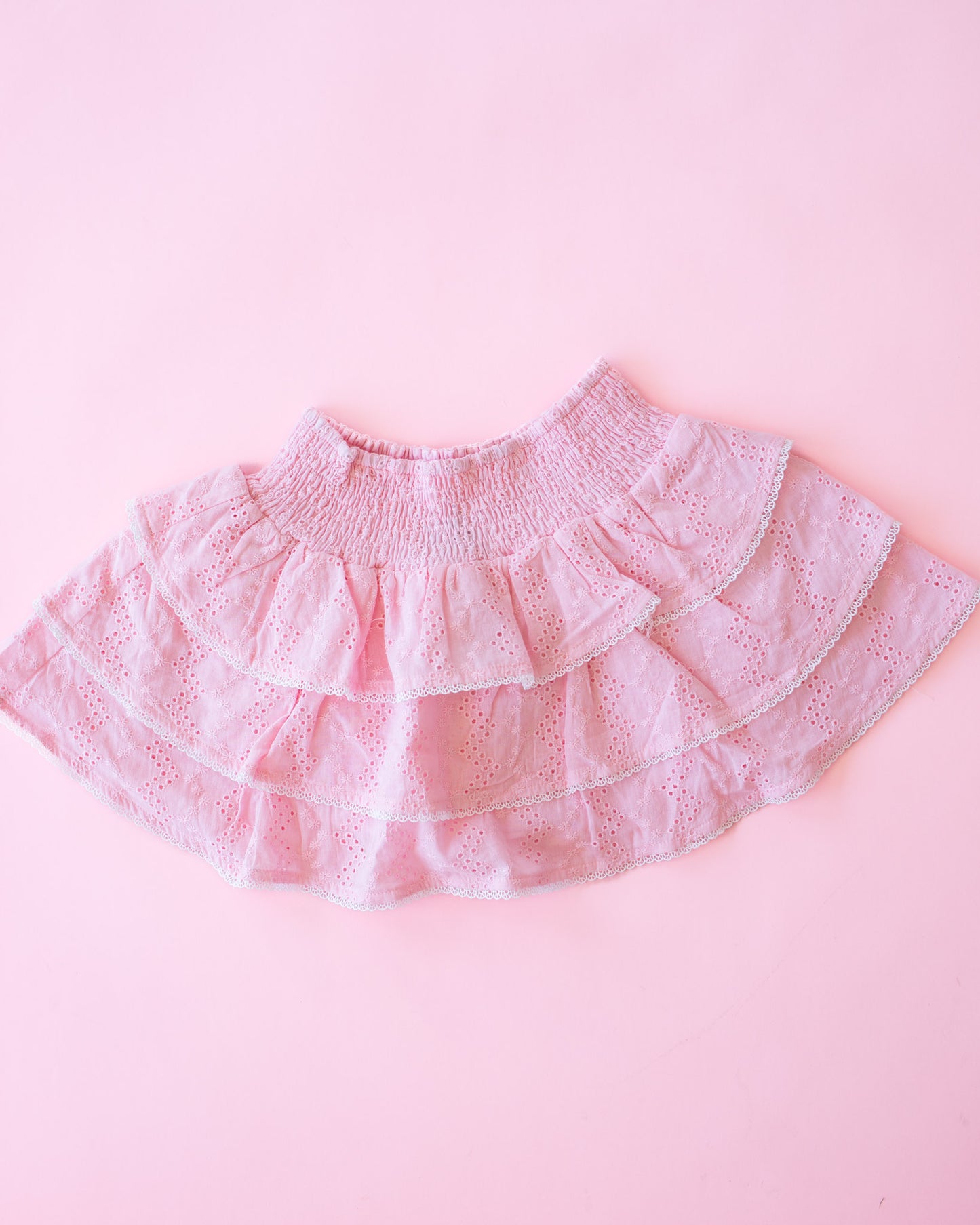 Smocked Ruffle Skirt I Pink