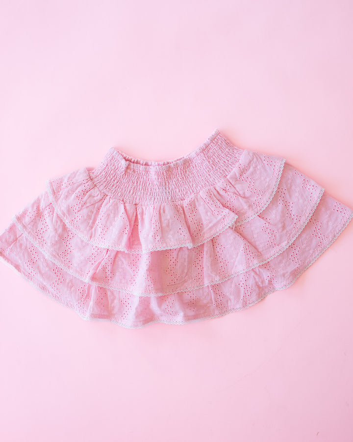 Smocked Ruffle Skirt I Pink