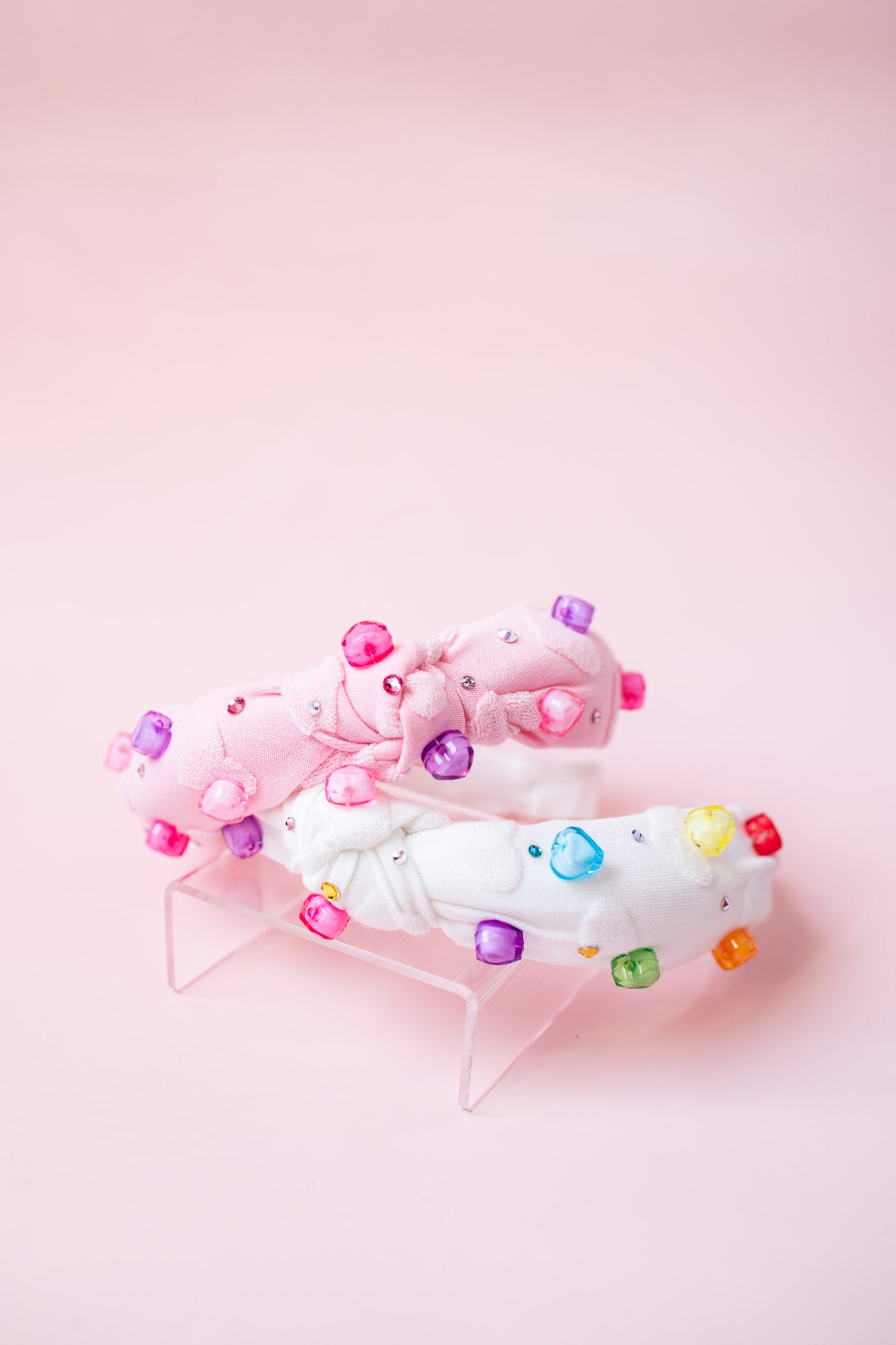 Heart Terry Knot Headband with Hearts | Pink