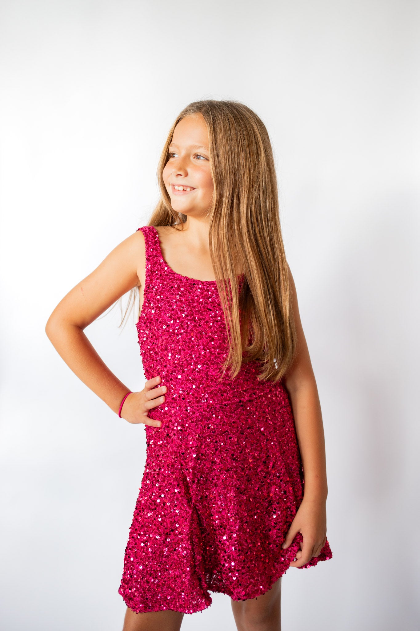 Sequin Flare Dress | Hot Pink