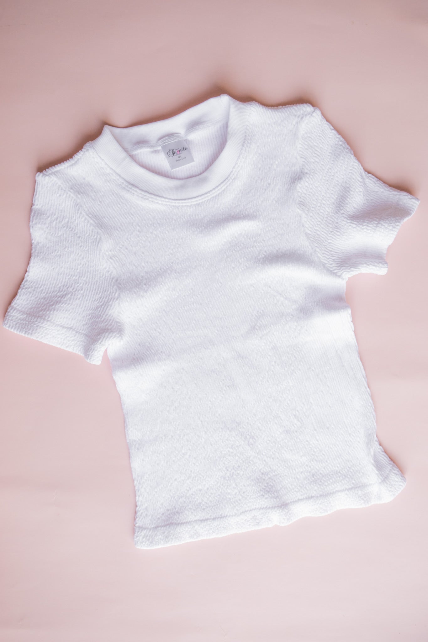 Smocking Short Sleeve Top | White