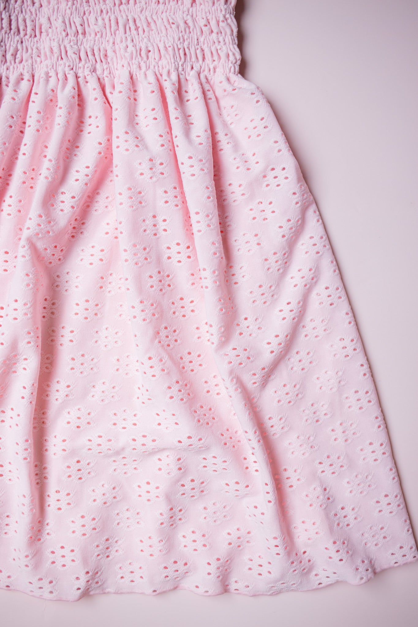 Smocked Eyelet Dress| Pink