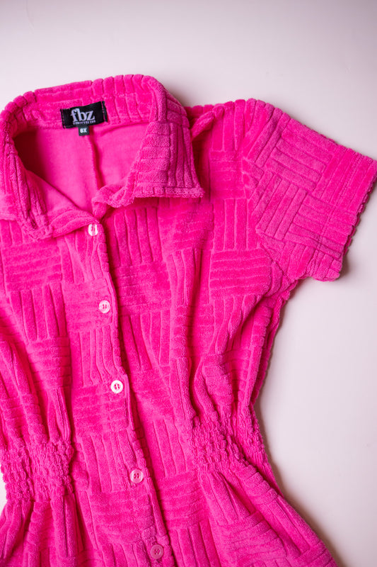 Terry Romper | Hot Pink