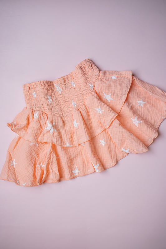 Smocked Tiered Skirt | Melon with Stars