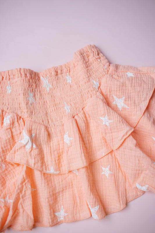 Smocked Tiered Skirt | Melon with Stars