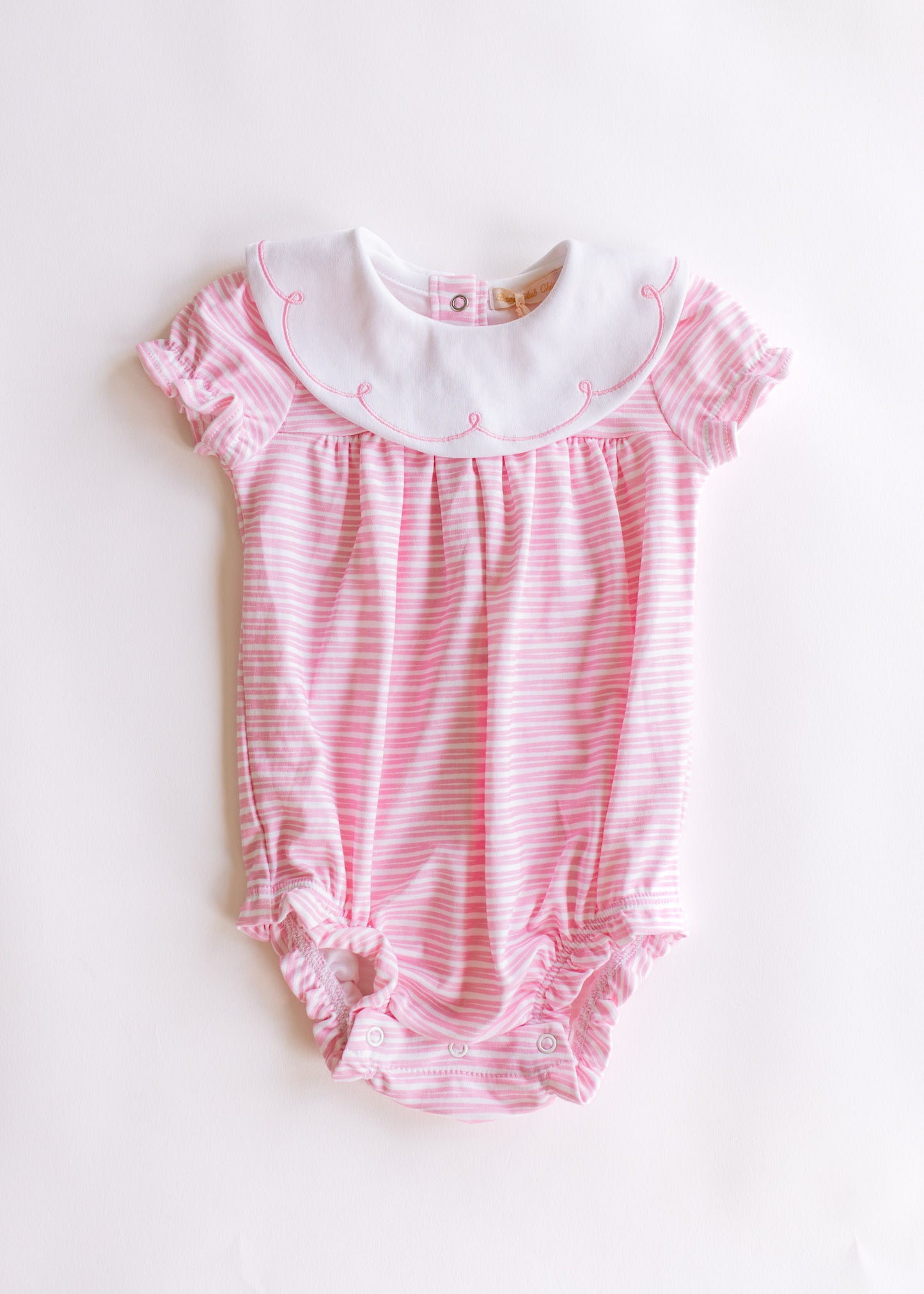 pink breeze stripes bubble, embroidered collar