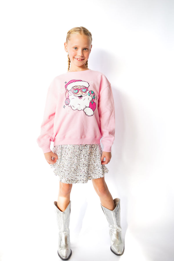 XOXO by Magpies Disco Santa Sweatshirt | Bubble Gum Pink