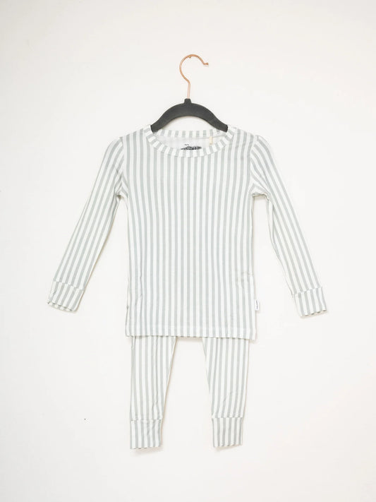 Long Sleeve Pajama Set | Sage Mini Stripe