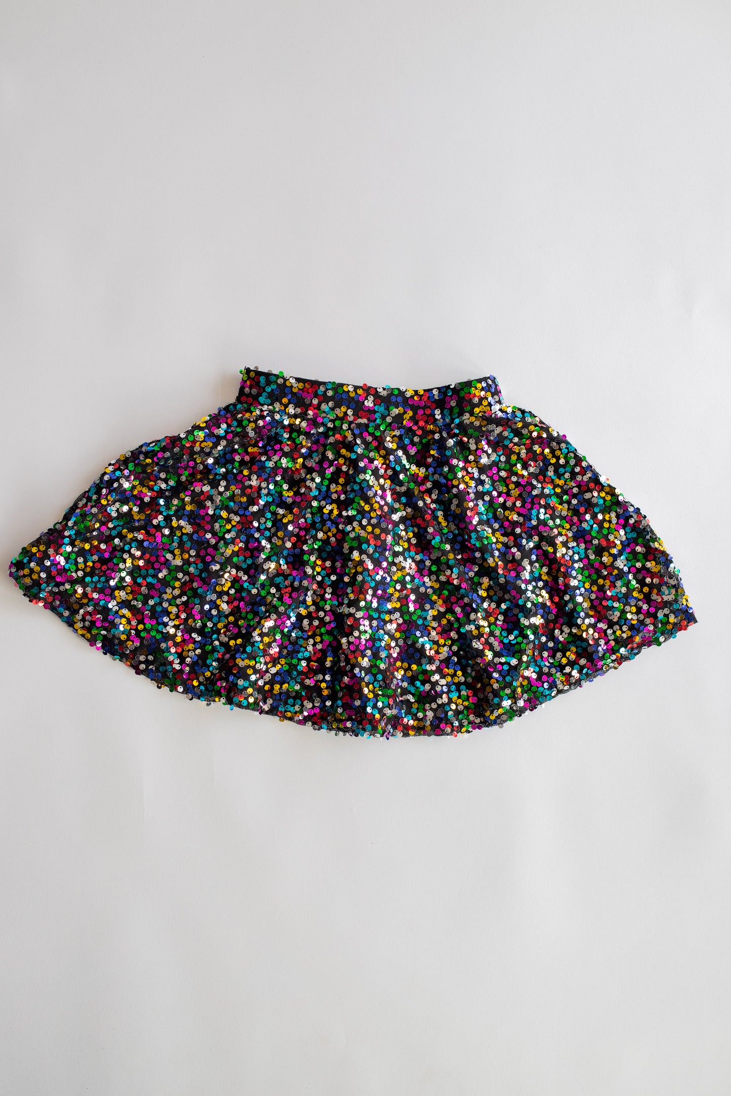 Pleated Sequin Skirt | Black + Multi