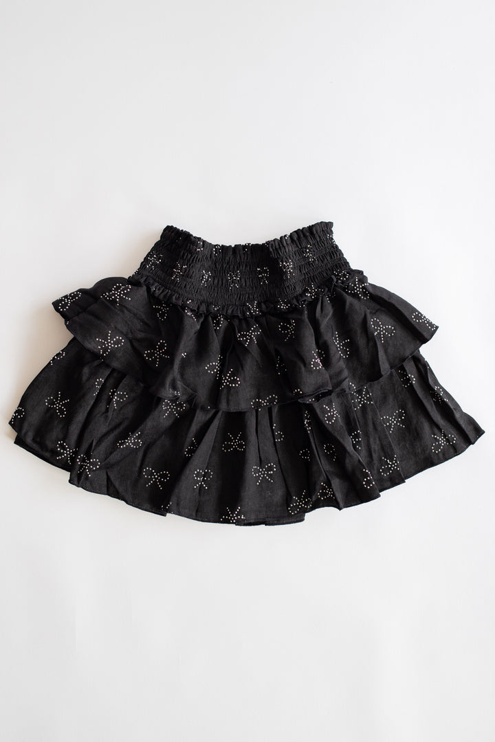 Tiered Silver Bow Skirt | Black