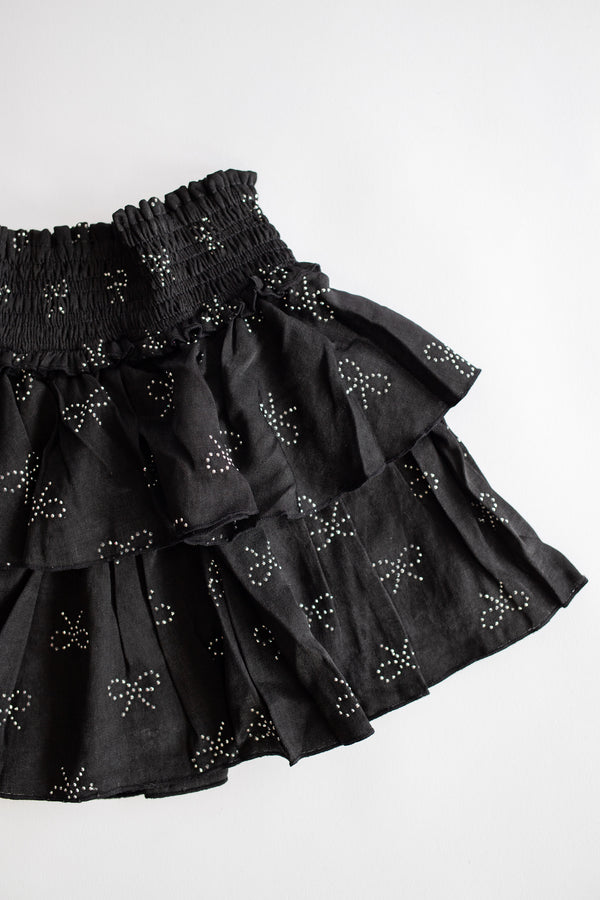 Tiered Silver Bow Skirt | Black