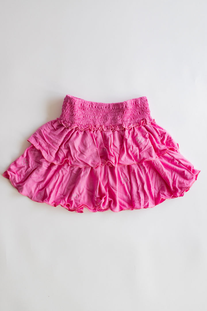 Heart Stud Knit Skirt | Candy Pink