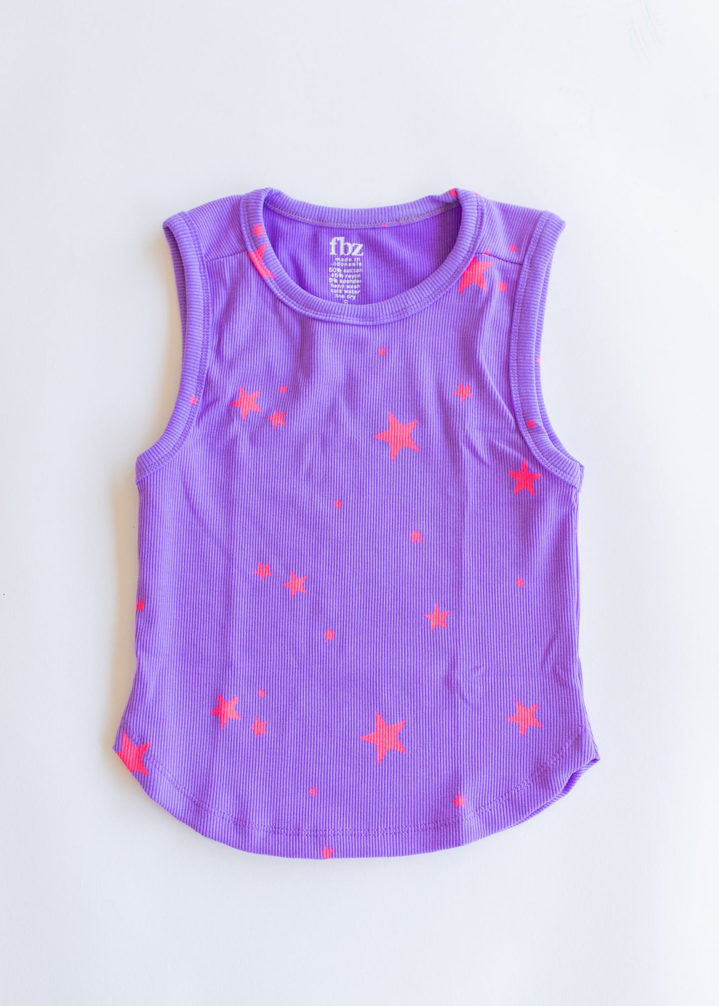 Rib Tank | Purple with Pink Stars