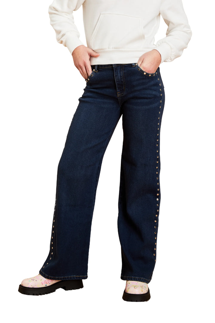 Stud Side Seam Wide Leg Jean