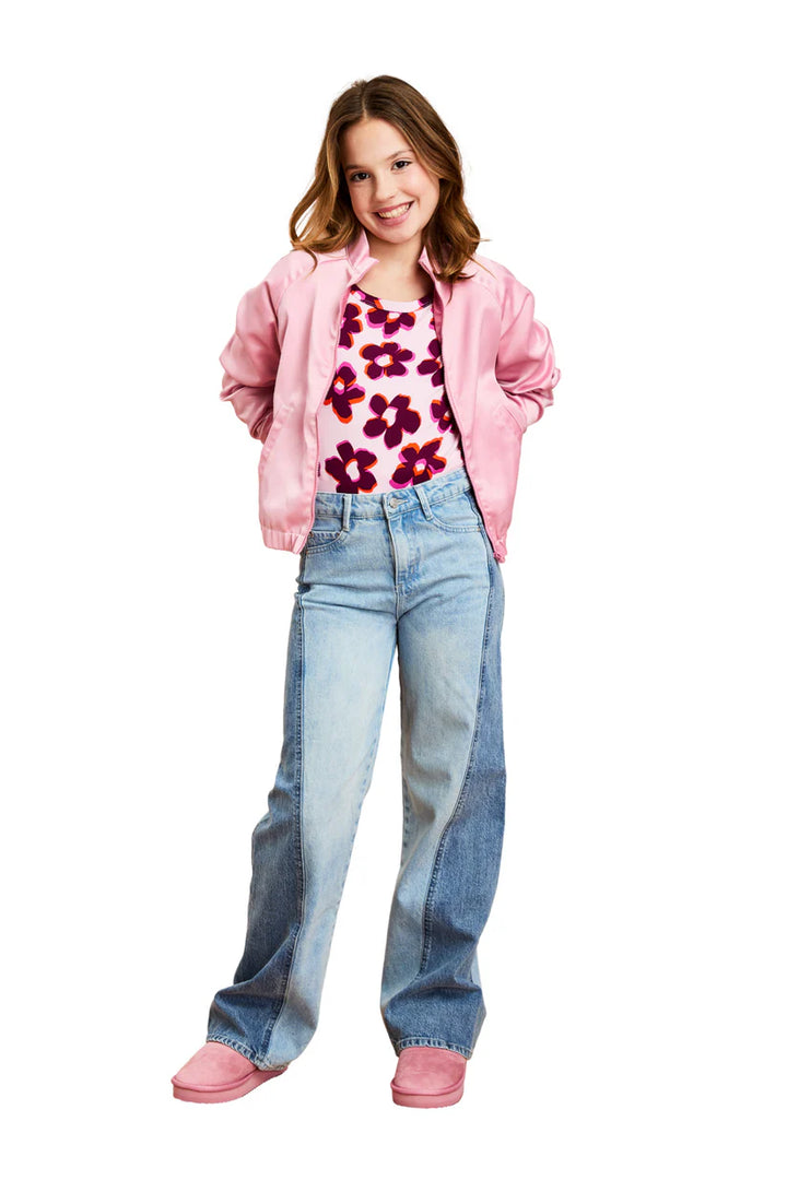 2 Tone Curve Side Panel Wide Leg Jean