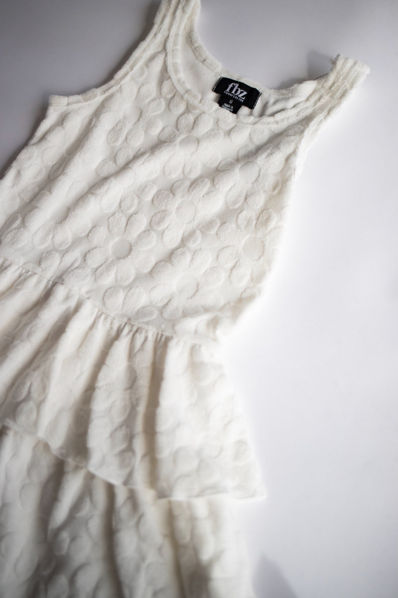 Tiered Daisy Towel Dress | White