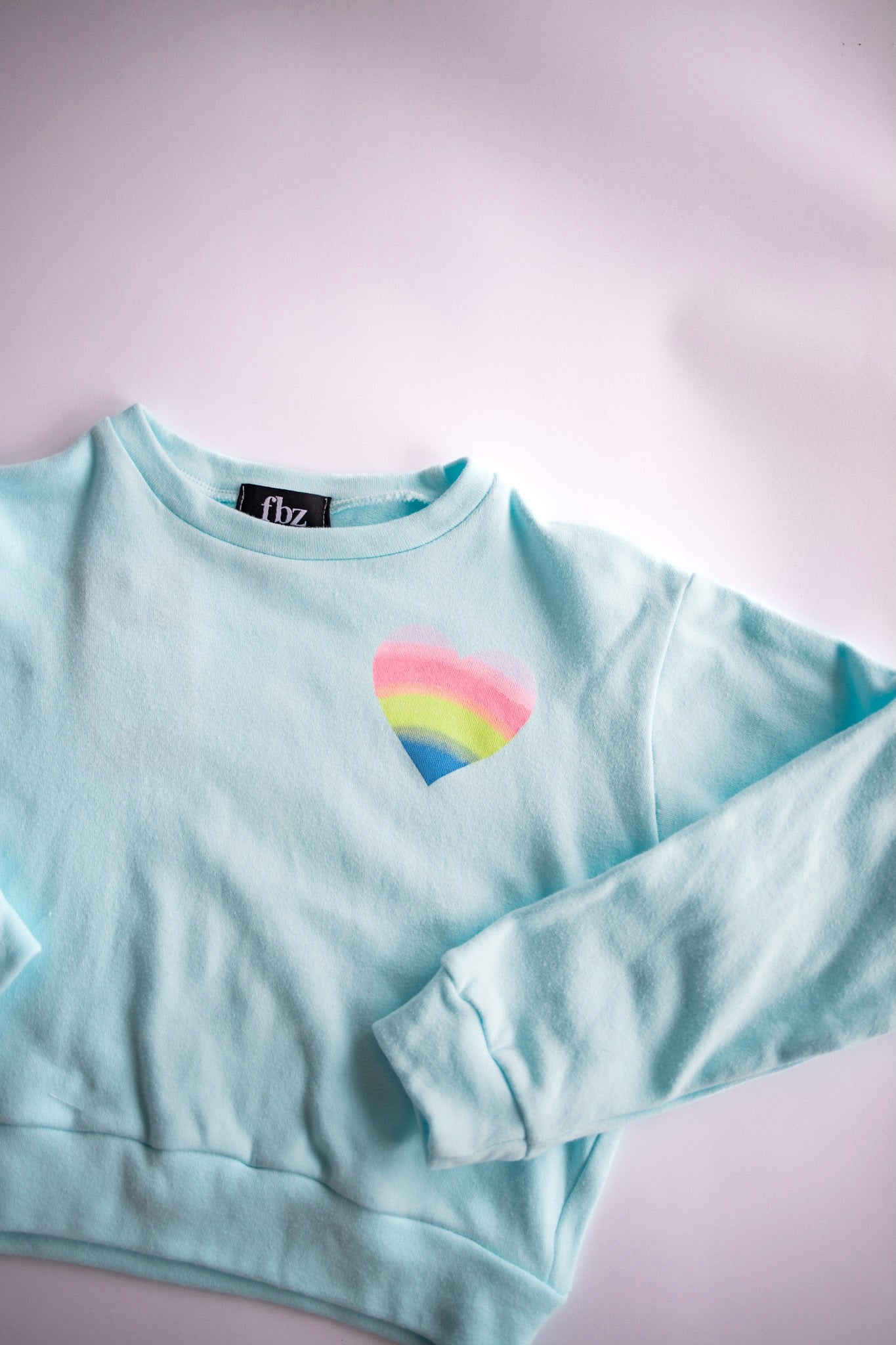 Rainbow Heart Pullover | Seafoam