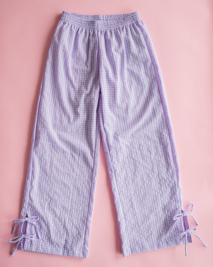 Pant with Ties | Lavender Gingham