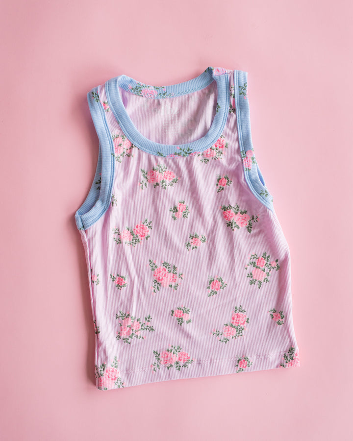 Floral Tank with Contrast Trim