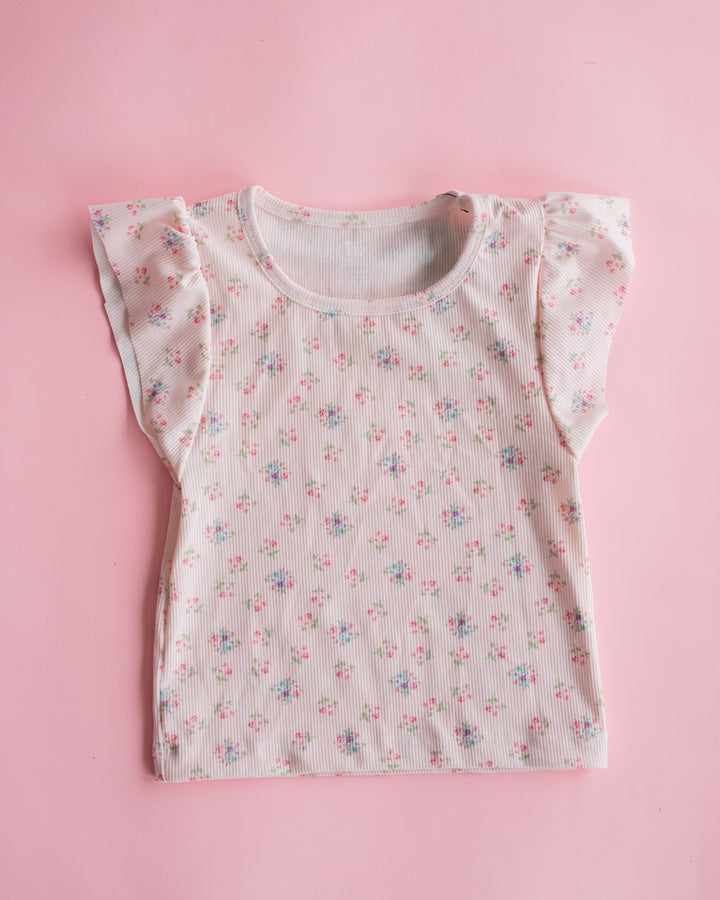 Ribbed Flutter Tank | Pink Ditsy
