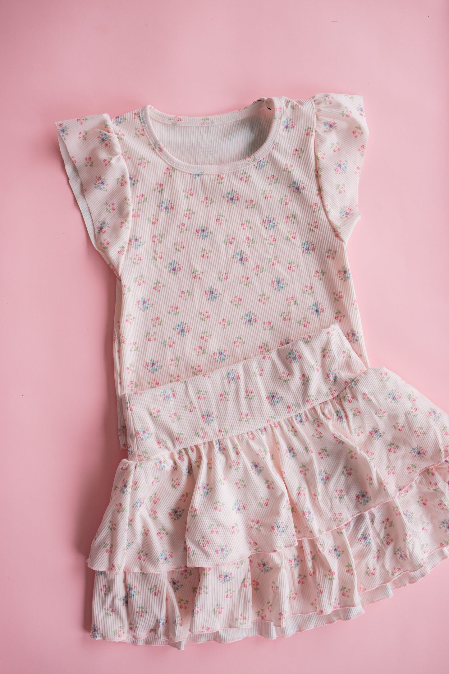 Ribbed Flutter Tank | Pink Ditsy