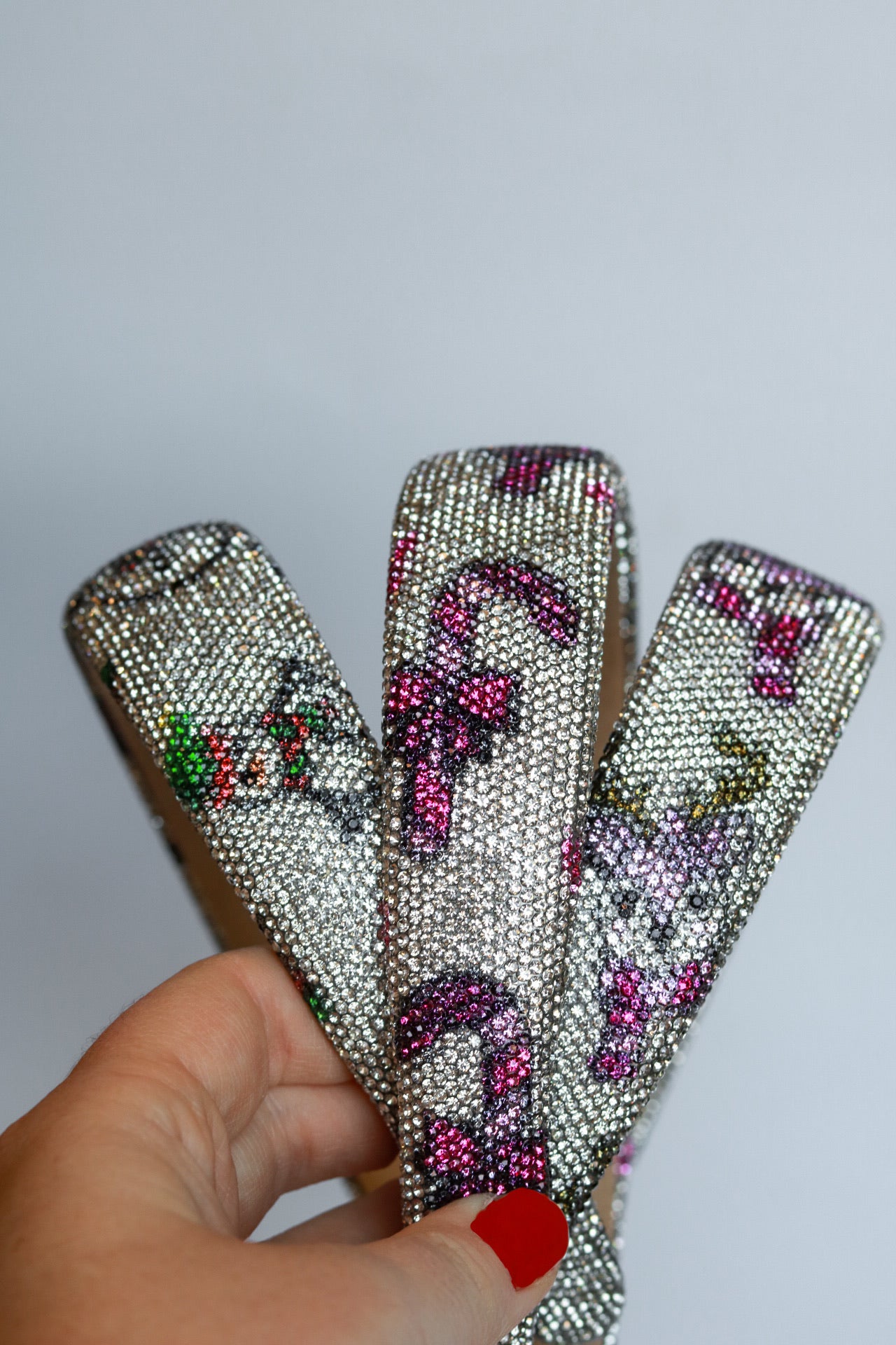 Fully Crystal Festive Headband | Pink Candy Cane