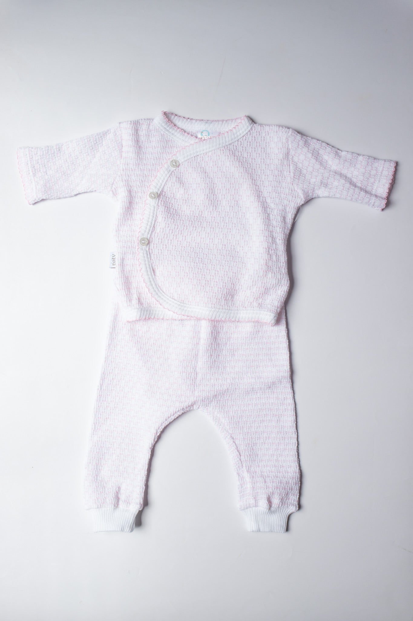 Long Sleeve Kimono Set | Pink Pinstripe