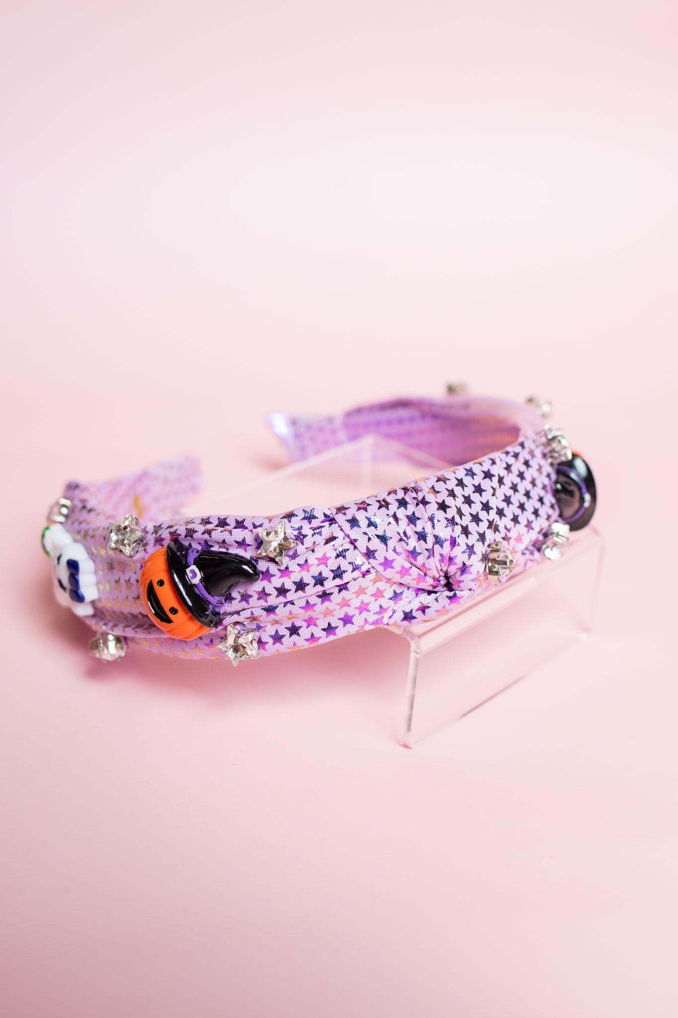 Metallic Star Halloween Charm Knot Headband | Light Purple