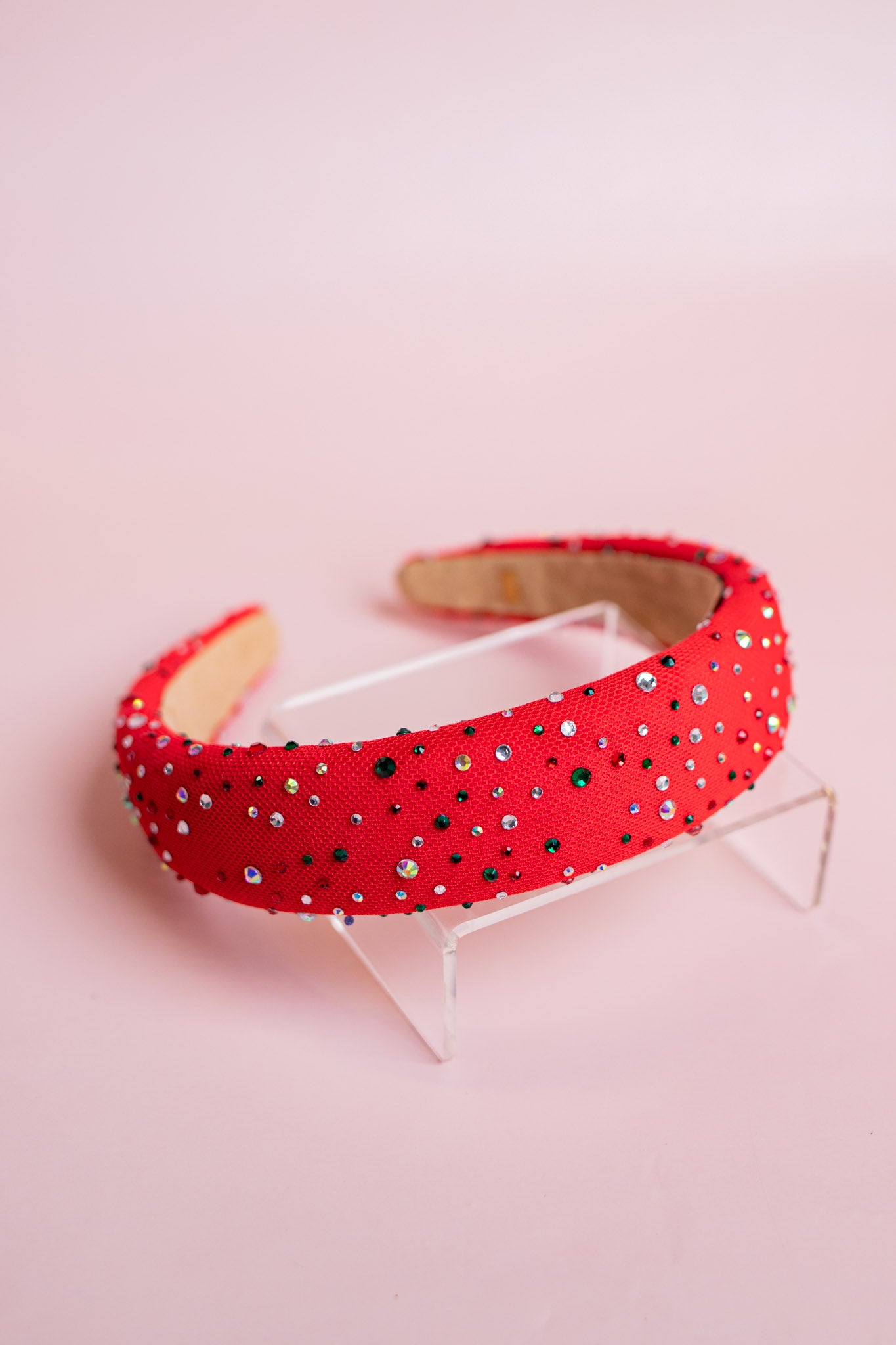 Rhinestone Padded Tulle Headband | Red