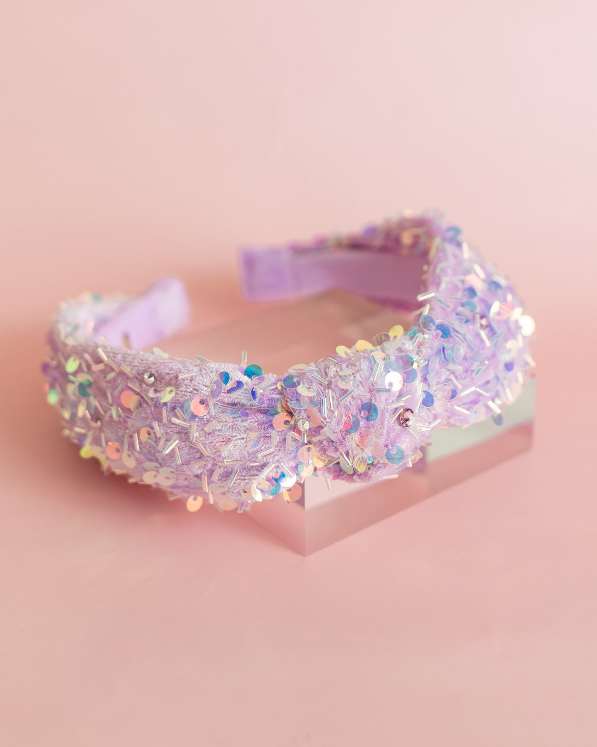Sequin Velvet Knot Headband | Lilac