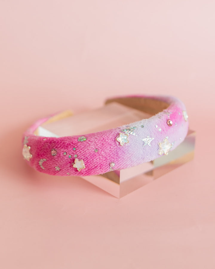 Velour Tie Dye Star Headband | Pink/Purple