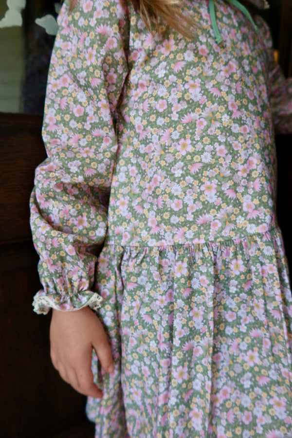 Green Floral Dress with Bow